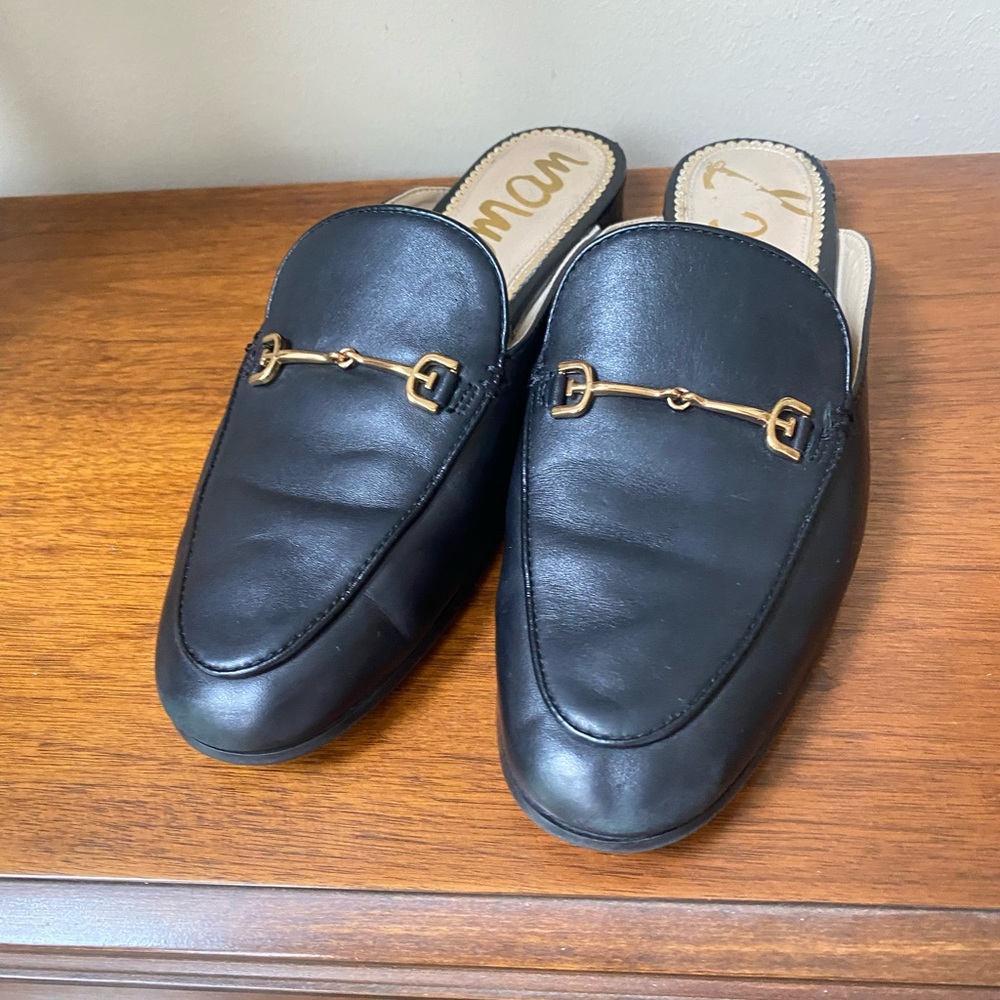 Sam Edelman Black Mules with Gold Accent
